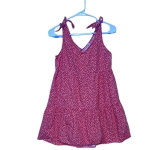 Derek Heart Red Tie Front Tiered Tank Top